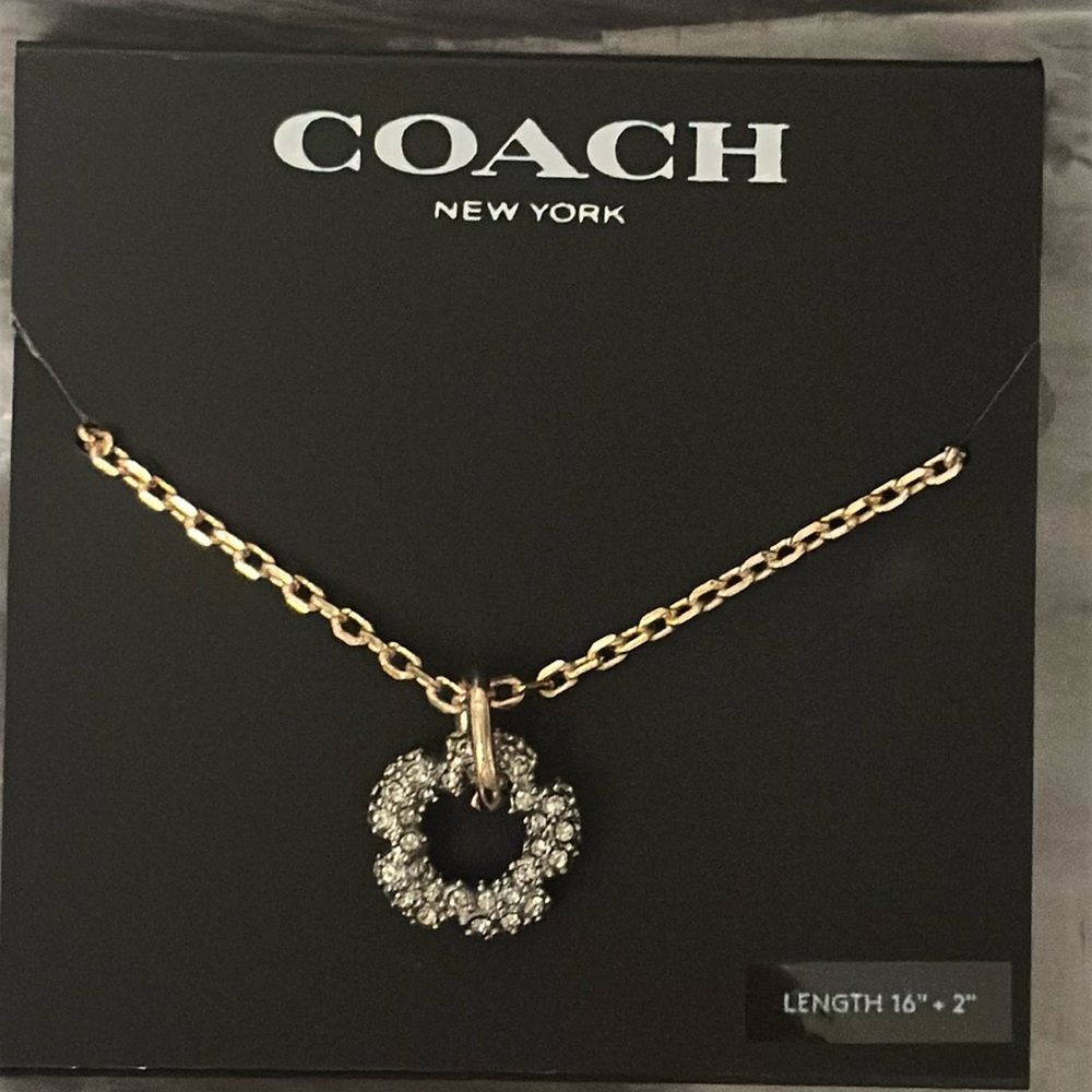 Coach gold pave flower necklace